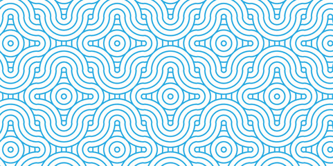 Fototapeta premium Overlapping creative diamond circle abstract blue pattern waves texture. geometric digital fabric pattern circles floral and spiral round use for template, material, element, ornament background.