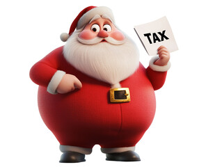 Santa holding a tax sign on a transparent background