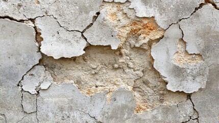 Obraz premium Damaged Concrete Wall Showing Extensive Cracking and Deterioration