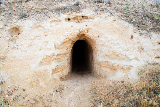 Entrance to an abandoned talc mine in the northern Nevada desert just outside the Pyramid Lake Reservation - Powered by Adobe