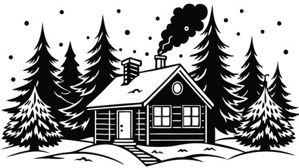Obraz premium Cozy Christmas Cabin in the Woods
