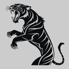 Furious tiger silhouette vector design art and illustration