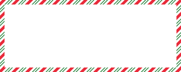 Obraz premium Candy cane Christmas seamless pattern background. Candy cane rectangle texture. New Year picture frame ribbon with red, green and white stripes. Merry Christmas card decoration - vector