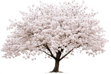 Naklejka premium Full bloom cherry blossom tree isolated on white background.