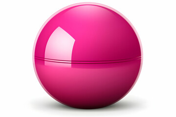 A glossy pink sphere, possibly a container or decorative object, with a smooth finish.