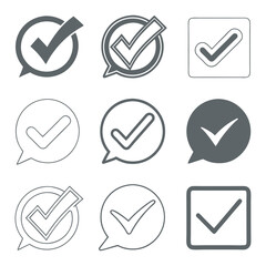 Versatile Checkmark Icon Set Minimalistic Black and White Design