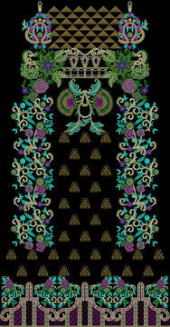 Indian Embroidery Neck and Border Design, Pattern, Patch, Embroidery Designs, Women Shirt Designs, Embroidery Allover Designs Embroidery Illustration, for Textile Clothing Design Manual artwork
