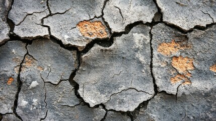 Obraz premium Cracked Grey Surface With Orange Patches