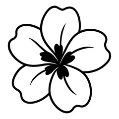 Hibiscus Flower Simple Line Art Silhouette