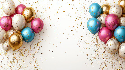 Festive balloon celebration event venue decorative elements party atmosphere high angle joyful gathering