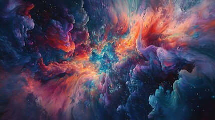 Vibrant Cosmic Nebula Explosion in Space with Colorful Clouds