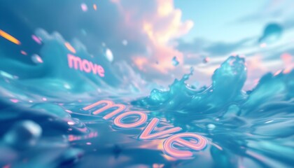 Abstract Liquid Motion Design with Vibrant Colors in Water