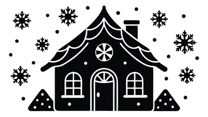 Gingerbread House with Snowflakes