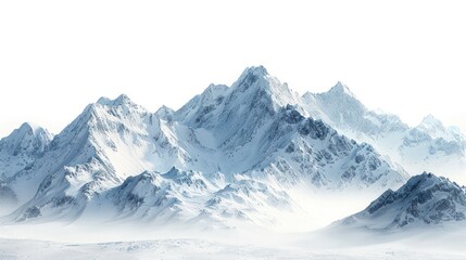 Obraz premium Majestic Snow-Capped Mountain Range: A Breathtaking Vista of Winter Wonderland
