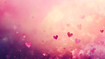 Dreamy valentine background featuring soft floating hearts on a gradient pink canvas