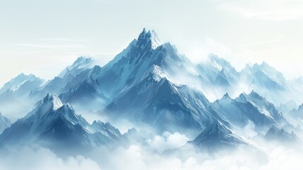 Obraz premium Majestic Snow-Capped Peaks: A Serene Mountain Vista