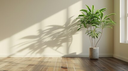 Fototapeta premium Sunlit Interior with a Lush Houseplant