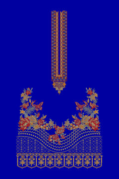 Indian Embroidery Neck and Border Design, Pattern, Patch, Embroidery Designs, Women Shirt Designs, Embroidery Allover Designs Embroidery Illustration, for Textile Clothing Design Manual artwork