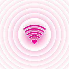 Wave of love icon sign symbol vector illustration background with flat cartoon style design concept