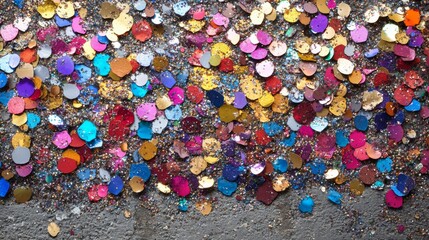 Colorful Glitter Confetti Scattered On A Dark Surface