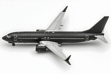 Fototapeta premium A model airplane in black and white, showcasing design and aerodynamics.