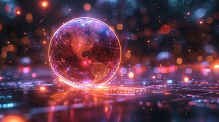 Obraz premium Global Network: A Futuristic Vision of Interconnectivity