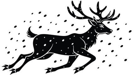 Obraz premium Reindeer Bounding Through the Snow