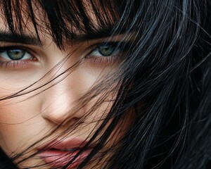 Captivating close-up portrait of a young woman studio setting photography intimate mood eye-level perspective beauty concept