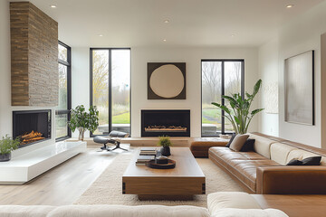Farmhouse interior design of modern living room.