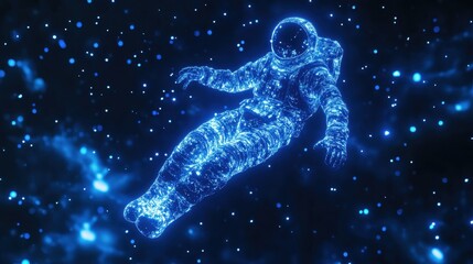 Astronaut in Cosmic Space with Digital Effects