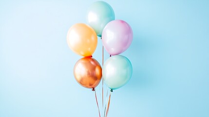 Minimal design with glossy balloons and space for custom text on soft colored backdrop