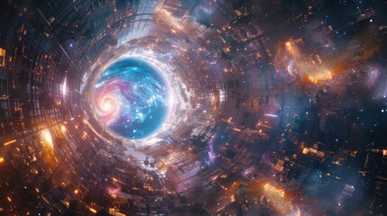 Obraz premium Cosmic Cityscape: A Journey Through the Nebula