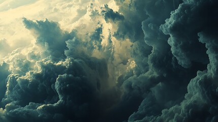 Fototapeta premium Dramatic Dark Stormy Clouds with Sunlight