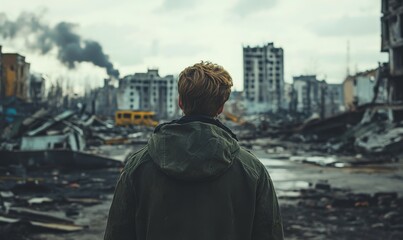 Naklejka premium Damaged Structures form an Apocalypse City environment. War concept.