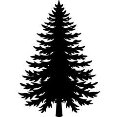 Minimalist Pine Tree Silhouette Line Art Vector