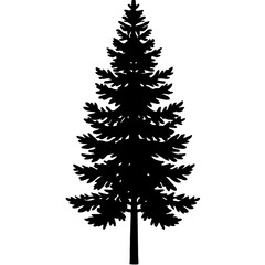 Minimalist Pine Tree Silhouette Line Art Vector