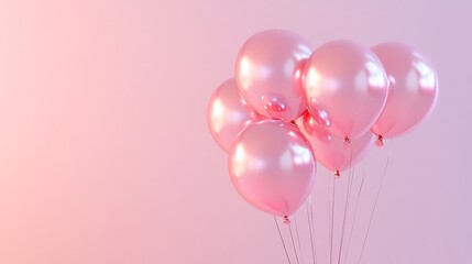 Cluster of shiny balloons with space for text over a soft smooth gradient backdrop