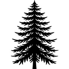 Obraz premium Minimalist Pine Tree Silhouette Line Art Vector