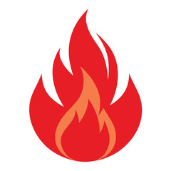 Burning Fire Flame Symbol on White Background.Red and Yellow Fire Flame Icon for Safety, Energy, and Heat Themes
