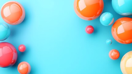 Minimal bright balloons arranged on smooth colored background with space for text