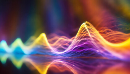 Obraz premium Colorful energy pulse. Dynamic lightwave Pattern. Neon heartbeat or waveform, rainbow colors.