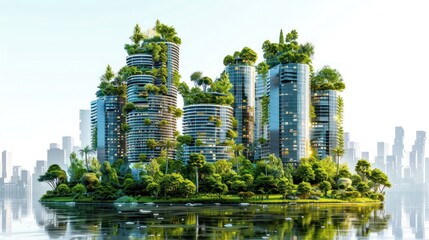 Fototapeta premium Eco-City Island: A Sustainable Urban Oasis