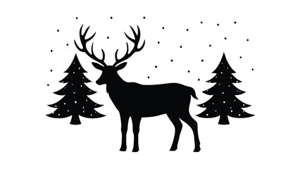 Reindeer Grazing in the Snow