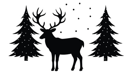 Reindeer Grazing in the Snow