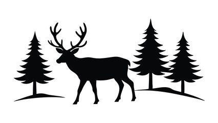 Reindeer Grazing in the Snow