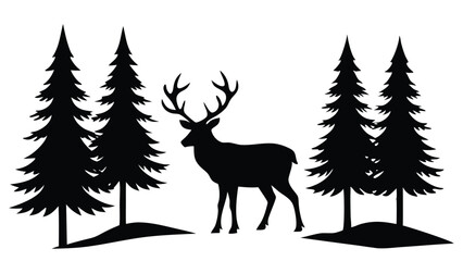 Reindeer Grazing in the Snow