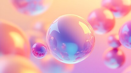 Floating glossy balloons with vibrant smooth gradient background and ample text space