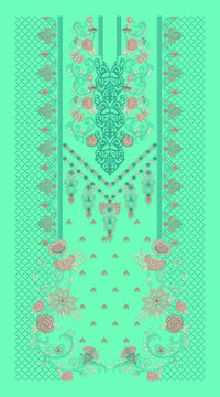 Indian Embroidery Neck and Border Design, Pattern, Patch, Embroidery Designs, Women Shirt Designs, Embroidery Allover Designs Embroidery Illustration, for Textile Clothing Design Manual artwork