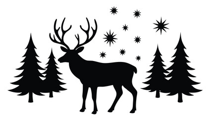 Reindeer Grazing in the Snow