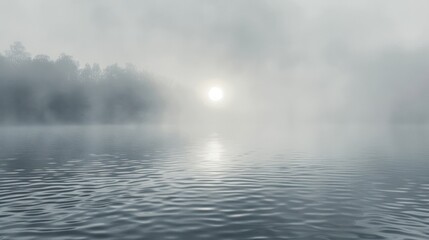 Misty Morning Lake: Sunlit Serenity